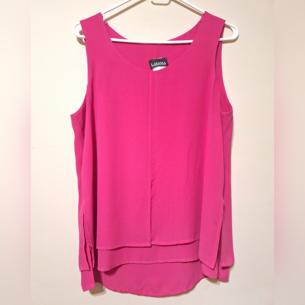 LASANIA made in canada women's sleeveless tiered hot pink size 10 blouse